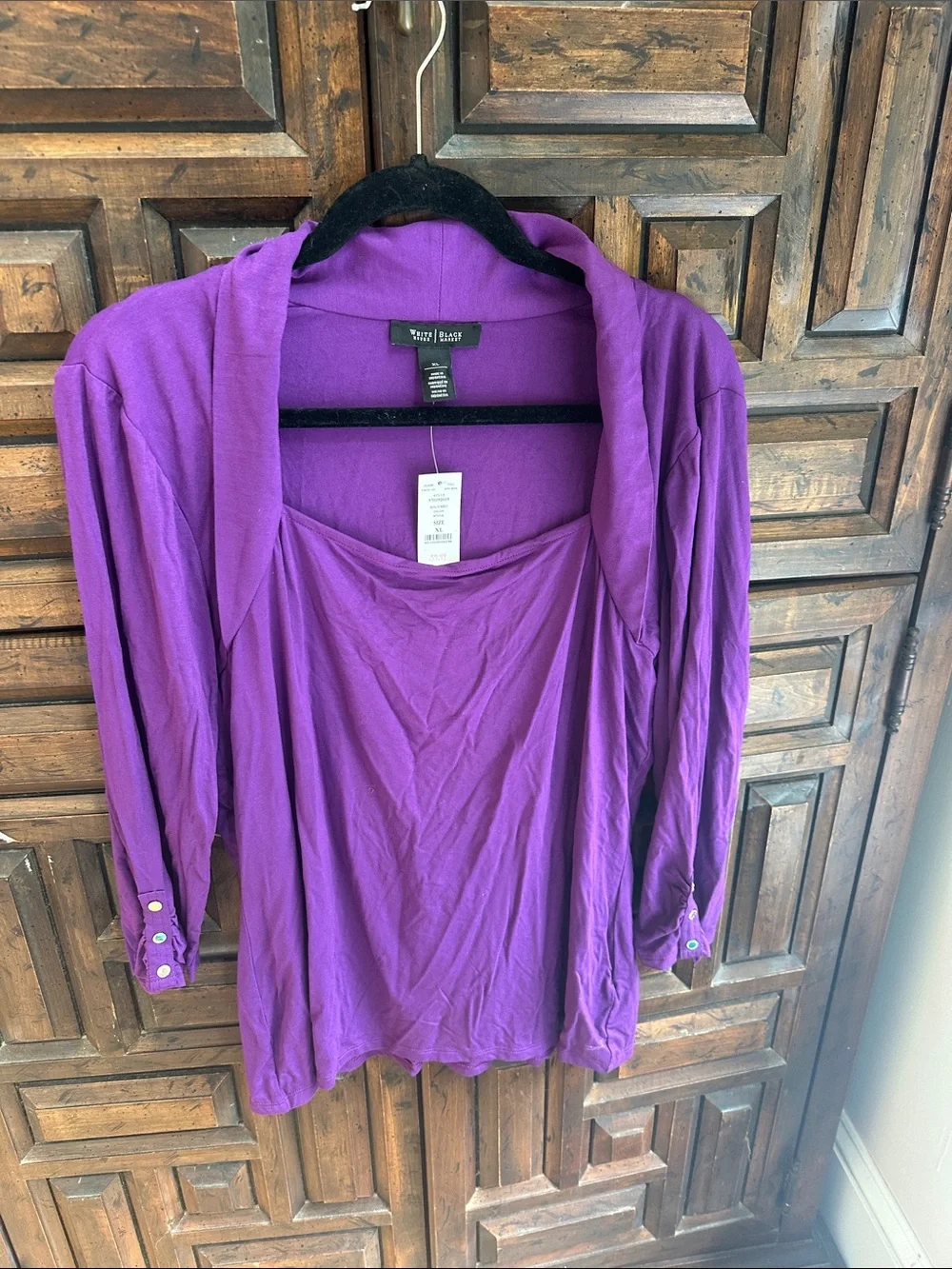 White House Black Market Purple Layered-Look Cardigan Top